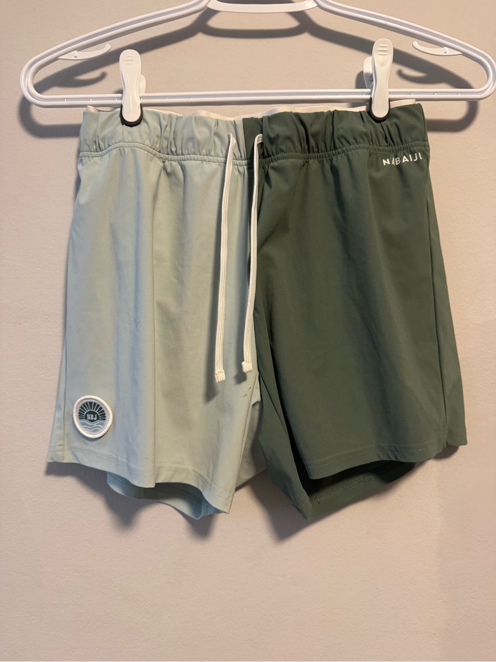 Nabaiji Men's Two-Tone Athletic Swim Shorts in Sage and Olive